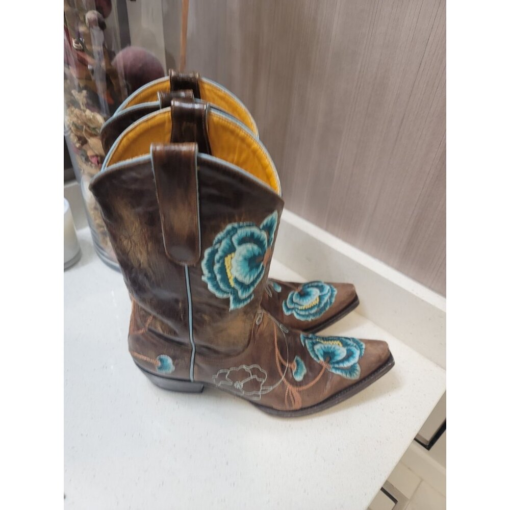 Old Gringo Floral Brown Rare Womens Size 8 B Cowgirl Boots - Picture 5 of 9